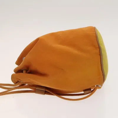 Pre-owned Hermes Polochon Mimile Drawstring Backpal Canvas Orange Canvas Backpack Bag ()