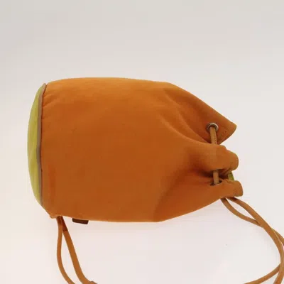 Pre-owned Hermes Polochon Mimile Drawstring Backpal Canvas Orange Canvas Backpack Bag ()