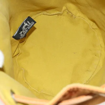 Pre-owned Hermes Polochon Mimile Drawstring Backpal Canvas Orange Canvas Backpack Bag ()