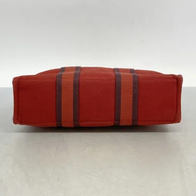 Pre-owned Hermes Red Color Canvas Tote Bag ()