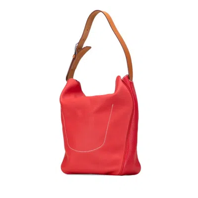 Pre-owned Hermes Red Brown Taurillon Clemence Leather Swift Leather Shoulder Bag ()