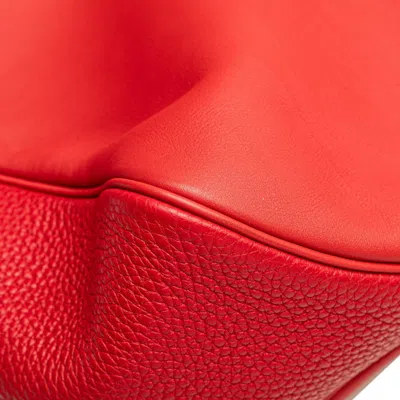 Pre-owned Hermes Red Brown Taurillon Clemence Leather Swift Leather Shoulder Bag ()