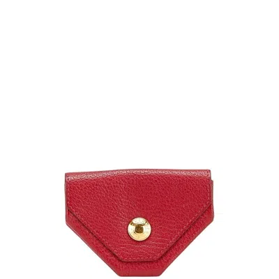 Pre-owned Hermes Red Color Chevre Leather Coin Purse/coin Case ()