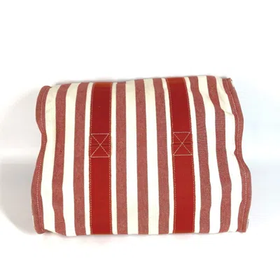 Pre-owned Hermes Red Color Canvas Beach Bag Handbag Tote Bag ()