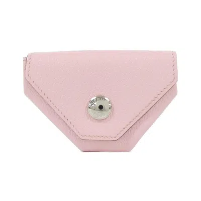 Pre-owned Hermes Rose Sakura Chevre Leather Coin Purse/coin Case () In Pink