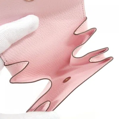 Pre-owned Hermes Rose Sakura Chevre Leather Coin Purse/coin Case () In Pink