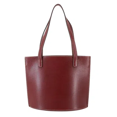 Pre-owned Hermes Rouge H Lisse Leather Tote Bag () In Red