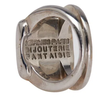 Pre-owned Hermes Sellier Silver Metal Band Ring ()