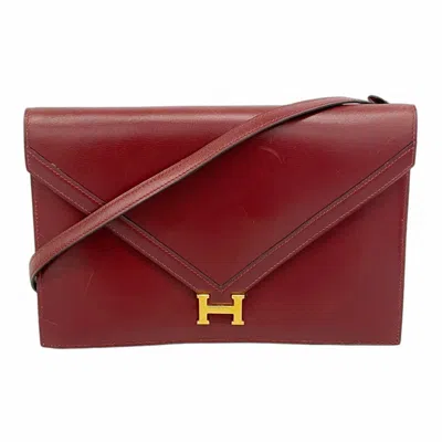 Pre-owned Hermes Rouge H Box Calf Leather Shoulder Bag () In Red