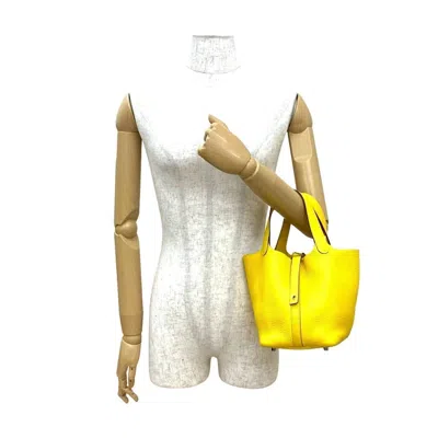 Pre-owned Hermes Yellow Taurillon Clemence Leather Handbag Tote Bag ()