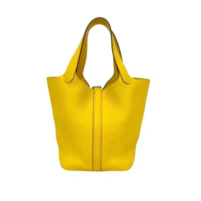Pre-owned Hermes Yellow Taurillon Clemence Leather Handbag Tote Bag ()