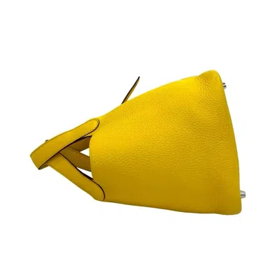 Pre-owned Hermes Yellow Taurillon Clemence Leather Handbag Tote Bag ()