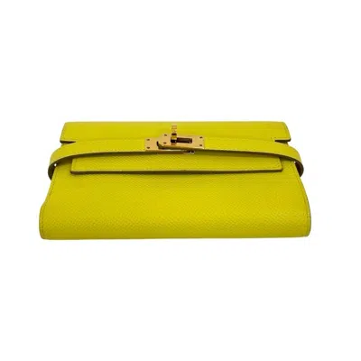 Pre-owned Hermes Yellow Leather Wallet (bi-fold) ()