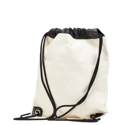 Pre-owned Jimmy Choo Beige Black Canvas Leather Backpack () In Multi