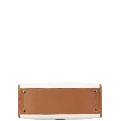 Pre-owned Jimmy Choo Beige Brown Canvas Leather Handbag Shoulder Bag ()