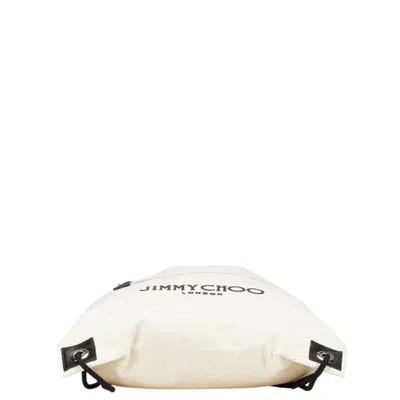 Pre-owned Jimmy Choo Beige Black Canvas Leather Backpack () In Multi