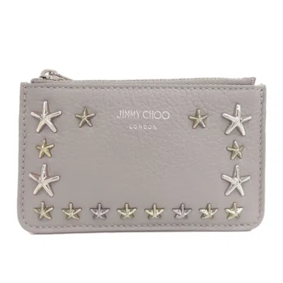Pre-owned Jimmy Choo Gray Leather Coin Purse/coin Case ()