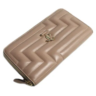 Pre-owned Jimmy Choo Pink Beige Leather Long Wallet (bi-fold) ()