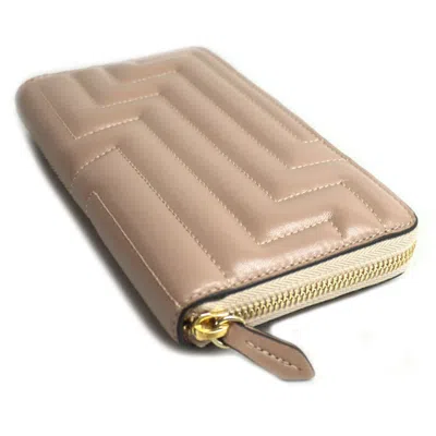 Pre-owned Jimmy Choo Pink Beige Leather Long Wallet (bi-fold) ()