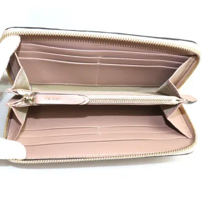 Pre-owned Jimmy Choo Pink Beige Leather Long Wallet (bi-fold) ()