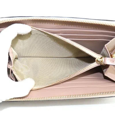 Pre-owned Jimmy Choo Pink Beige Leather Long Wallet (bi-fold) ()