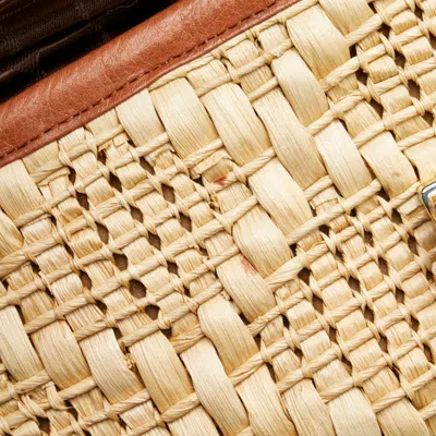 Pre-owned Kate Spade Beige Brown Raffia Leather Clutch Bag ()