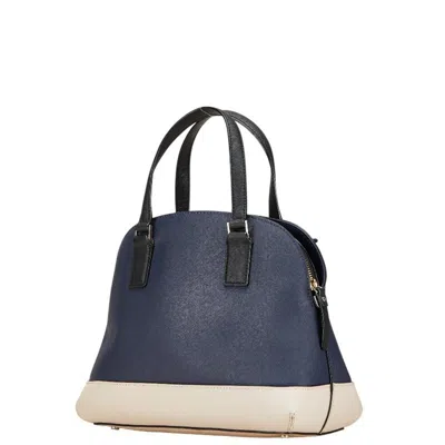 Pre-owned Kate Spade Beige Navy Leather Handbag Shoulder Bag () In Multi