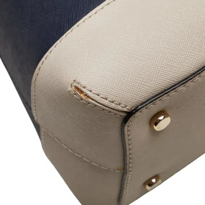 Pre-owned Kate Spade Beige Navy Leather Handbag Shoulder Bag () In Multi