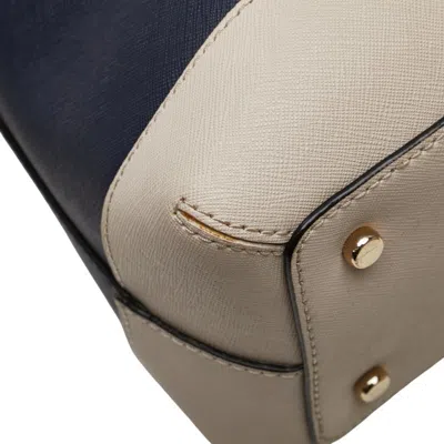 Pre-owned Kate Spade Beige Navy Leather Handbag Shoulder Bag () In Multi