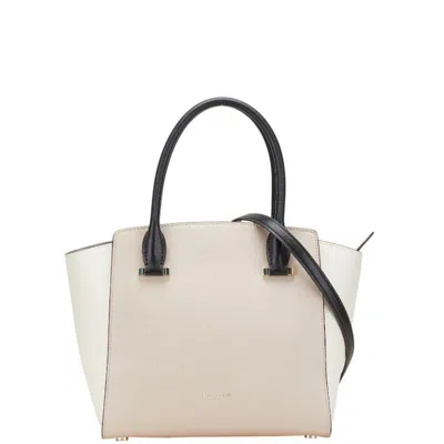 Pre-owned Kate Spade Black Pink White Leather Shoulder Bag Tote Bag () In Multi