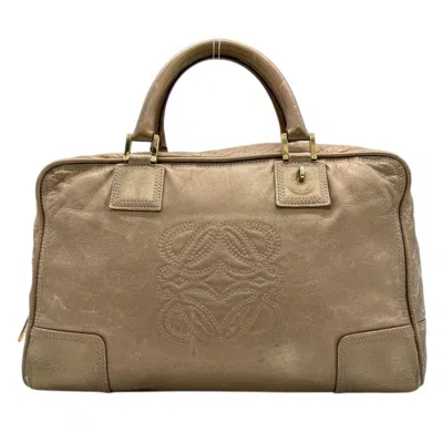 Pre-owned Loewe Beige Brown Leather Boston Bag Handbag () In Multi