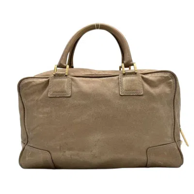 Pre-owned Loewe Beige Brown Leather Boston Bag Handbag () In Multi