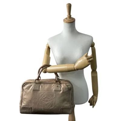Pre-owned Loewe Beige Brown Leather Boston Bag Handbag () In Multi