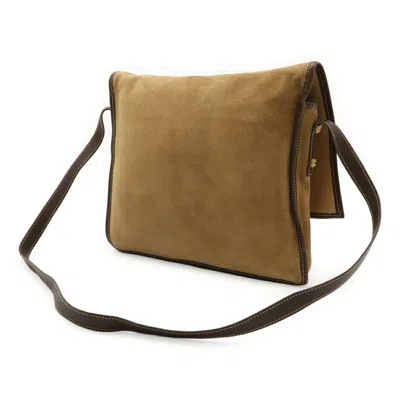 Pre-owned Loewe Beige Dark Brown Khaki Suede Shoulder Bag ()