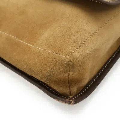 Pre-owned Loewe Beige Dark Brown Khaki Suede Shoulder Bag ()