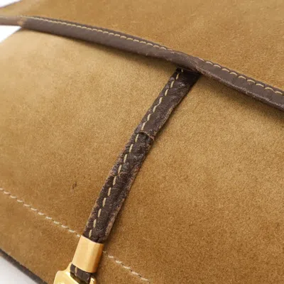 Pre-owned Loewe Beige Dark Brown Khaki Suede Shoulder Bag ()