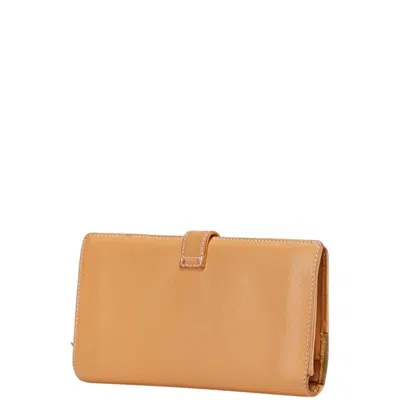 Pre-owned Loewe Beige Leather Suede Long Wallet (bi-fold) () In Sand