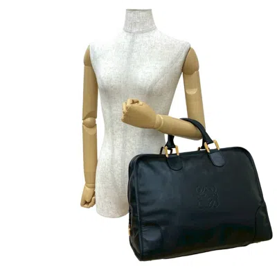 Pre-owned Loewe Black Leather Boston Bag Handbag ()