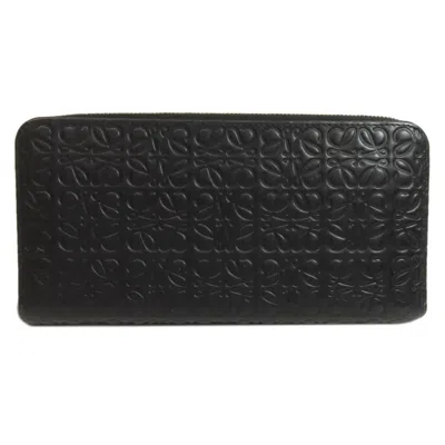 Pre-owned Loewe Black Leather Long Wallet (bi-fold) ()