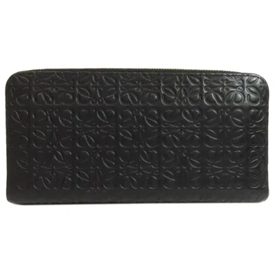 Pre-owned Loewe Black Leather Long Wallet (bi-fold) ()