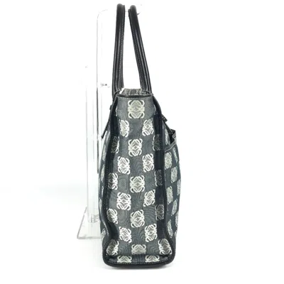 Pre-owned Loewe Black Gray Canvas Leather Shoulder Bag Tote Bag () In Multi