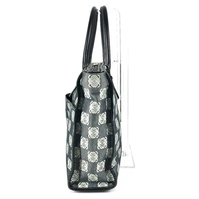 Pre-owned Loewe Black Gray Canvas Leather Shoulder Bag Tote Bag () In Multi