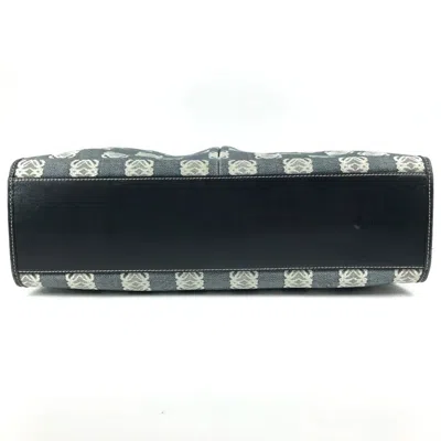 Pre-owned Loewe Black Gray Canvas Leather Shoulder Bag Tote Bag () In Multi