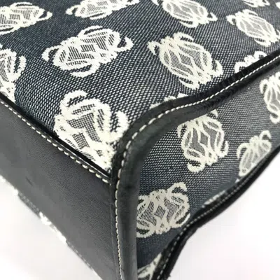 Pre-owned Loewe Black Gray Canvas Leather Shoulder Bag Tote Bag () In Multi