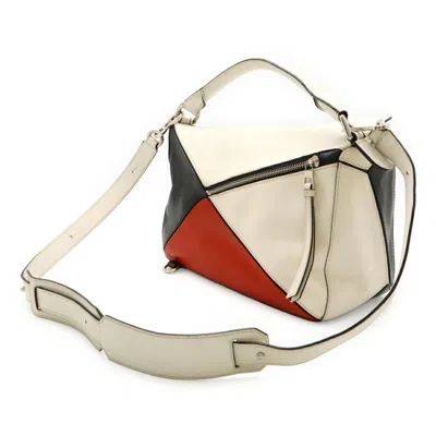 Pre-owned Loewe Black Red Color White Leather Handbag Shoulder Bag () In Multi