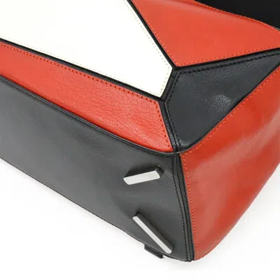 Pre-owned Loewe Black Red Color White Leather Handbag Shoulder Bag () In Multi