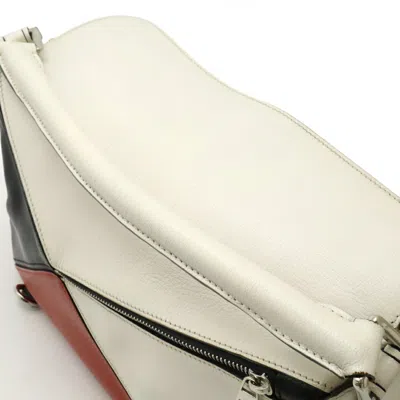 Pre-owned Loewe Black Red Color White Leather Handbag Shoulder Bag () In Multi