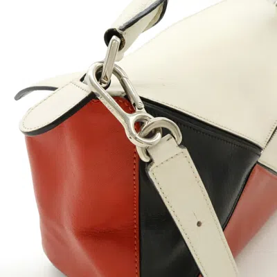 Pre-owned Loewe Black Red Color White Leather Handbag Shoulder Bag () In Multi