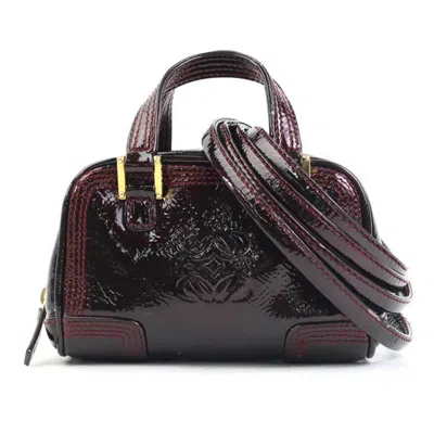 Pre-owned Loewe Burgundy Patent Leather Handbag Shoulder Bag ()