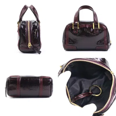 Pre-owned Loewe Burgundy Patent Leather Handbag Shoulder Bag ()